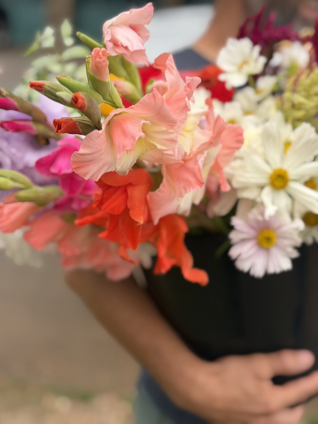 Texas-grown flowers harvested for a relaxed dinner table