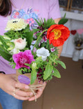 Seasonal farm-grown bouquet styled in a vase as part of a flower subscription