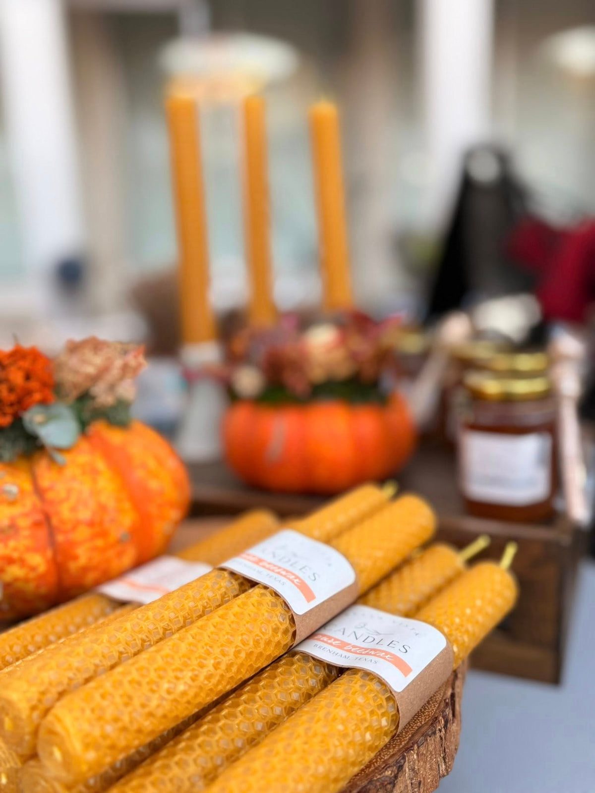 Pure beeswax candles from Bella Vista Flower Farm