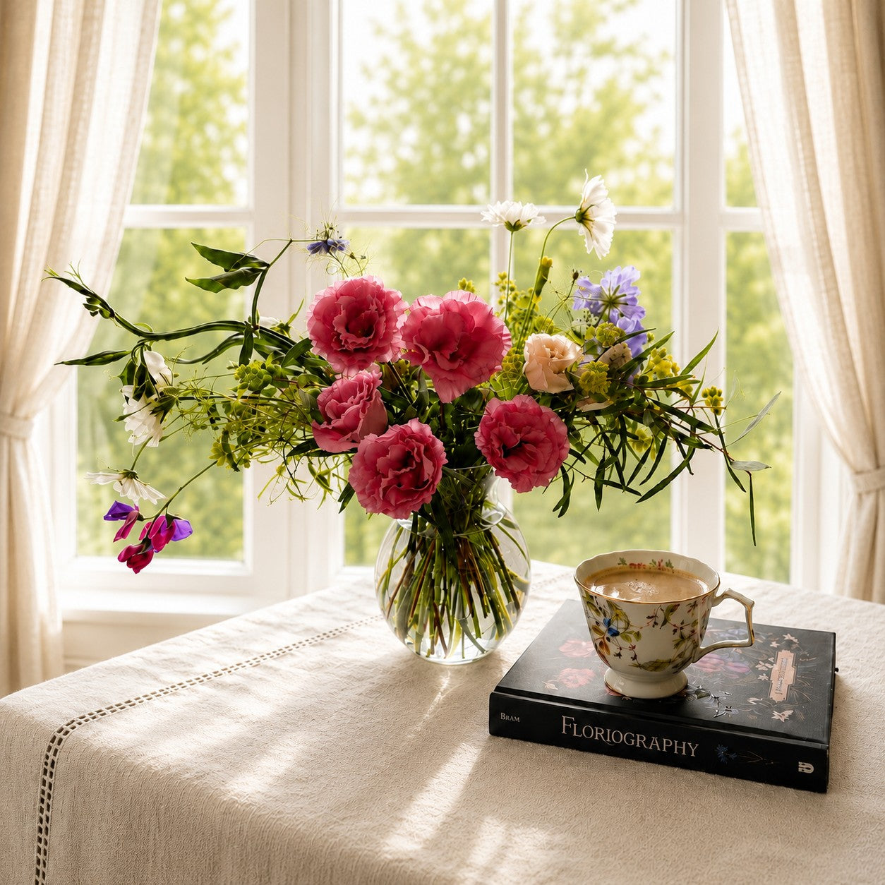 Texas-grown Hosting Flowers arranged for a dinner party in Brenham, Texas