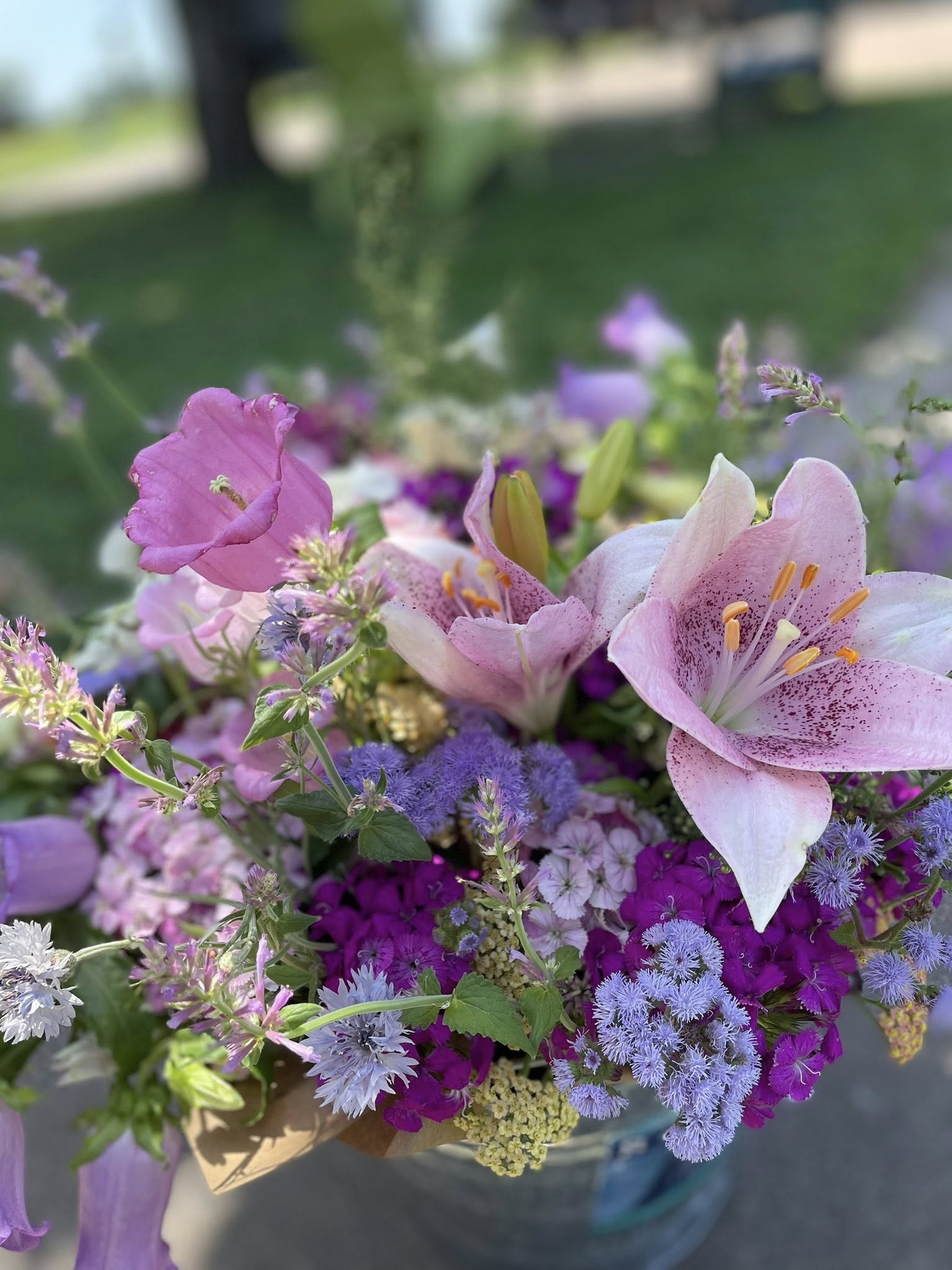 Seasonal farm-grown flower bouquet with mixed specialty blooms