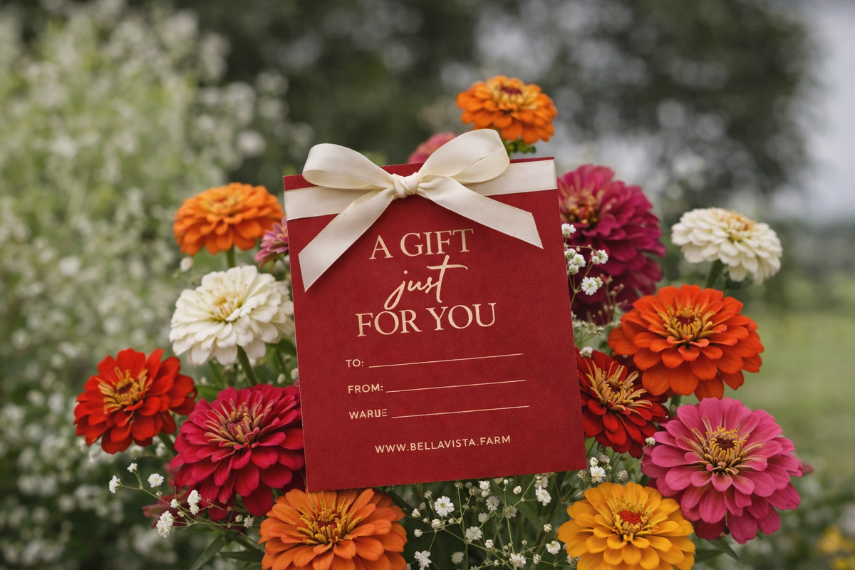 Bella Vista Flower Farm gift card for flowers, farm goods and experiences