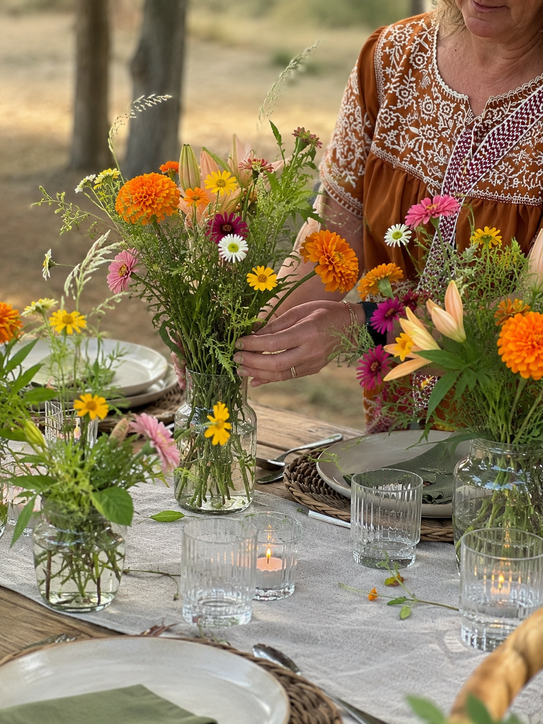 Seasonal local flowers in a vase for enjoying at home